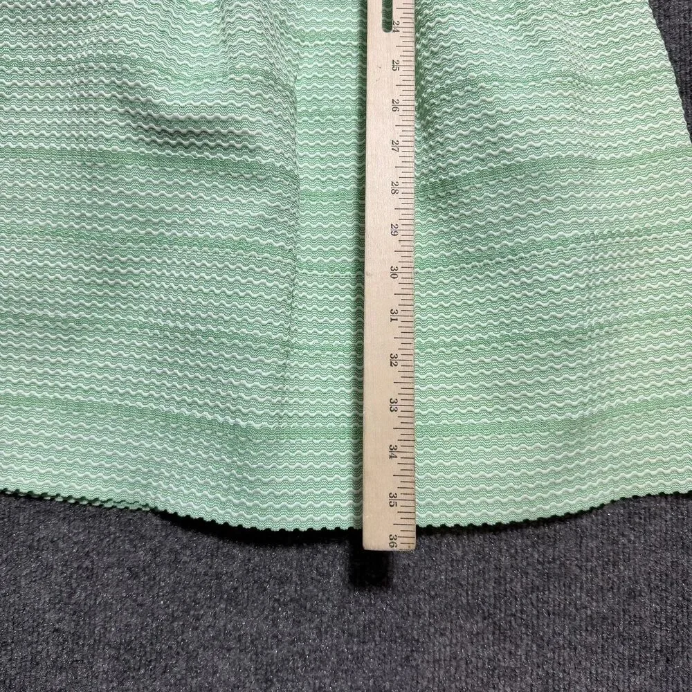 New York & Company Dress Womens Medium Green Fit & Flare Scoop Neck Striped